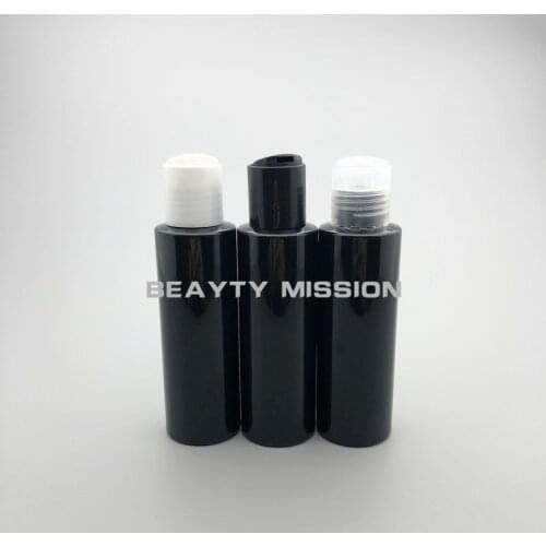 BEAUTY MISSION 48pcs 100ml black empty plastic bottle with black/transparent/white disc top cap,oil bottles,shampoo bottle