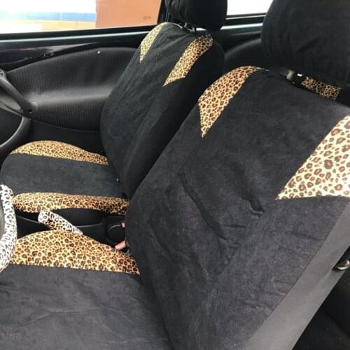 Car Seat Cover flannel velvet Leopard print cushion seat protector For lada grant vaz 2114 fiat punto for Jeep SUV Pickup