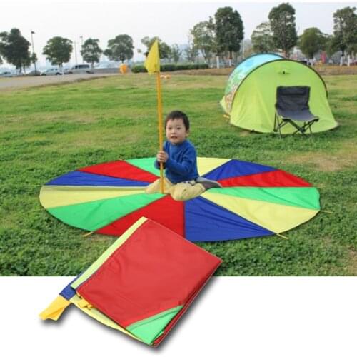 Dia 2M Children Rainbow Umbrella Parachute Toy Kids Outdoor Sports Jump-sack Ballute Play Games Toys Colorful Gameing Play Mat