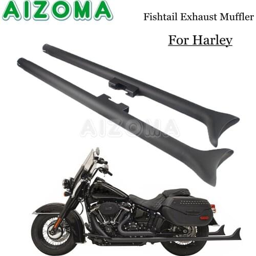 For Harley Touring Custom 39'' Black Dual Exhaust Muffler Pipe Tip Vintage Fishtail Rear Pipe Tube Exhause Silencer Cafe Racer