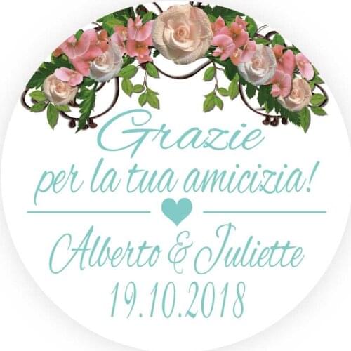DouxArt 100pcs Personalized Stickers Grazie di essere qui, 40mm Favors Wedding Marriage Baptism Communion Labels Seals V1292