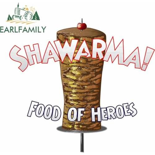 EARLFAMILY 13cm x 12.3cm for Shawarma Car Stickers Personality Refrigerator Windshield Decal Cartoon Motorcycle Decoration