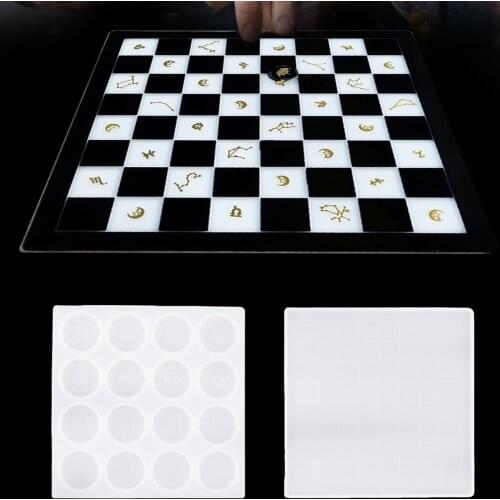 Epoxy Mould for DIY Crafts Checkers Board and Chess Piece Silicone Molds Resin Casting Mold #W0