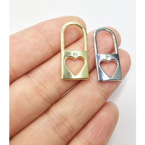 Eruifa 10pcs 12*25mm Lock Rhinestones Print Gold/Silver Plated Zinc Alloy Charms Pendant Jewelry DIY Necklace 2 Colors