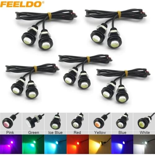 FEELDO 10pcs Power 3W Lens Ultra-thin 18mm Car LED Eagle Eye Tail light Backup Rear Lamp DRL Light 7 Colors #CA1020