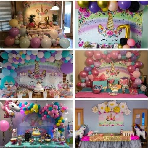 Unicorn Birthday Backdrop Photography Backdrop Newborn Baby Shower Portrait Background Photo Studio Prop