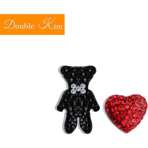 Small Bear Love Heart Stud Earrings Titanium Stainless Steel Inlaid Zircon Earrings Gold Color Fashion Trendy Women Jewelry Gift