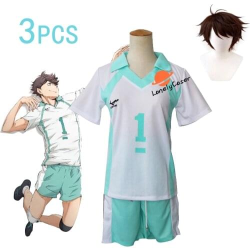 Haikyuu Aoba Johsai High School No.1 Oikawa Tooru Cosplay Costume Volleyball Club Uniforms T-shirt+Pants Short Wig Halloween