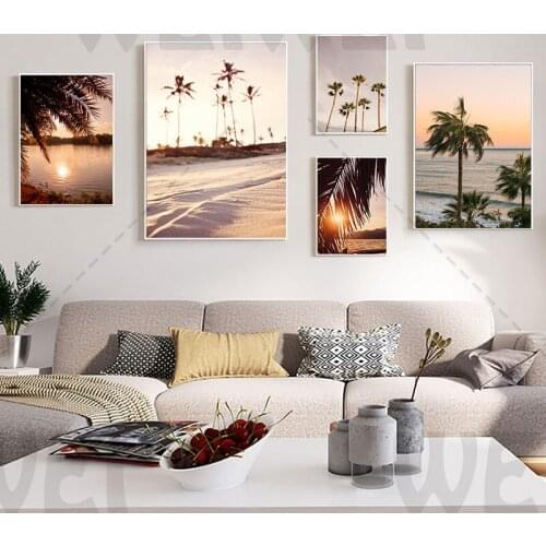 Weiwei Coastal Sunrise Nature Scenery Wall Poster Nordic Canvas Art Print Sky Sea Sunset Painting Landscape Decoration Picture