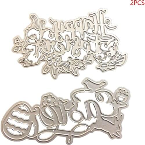2021 New Happy Easter Flower Metal Cutting Dies Stencil Scrapbooking DIY Album Stamp Card