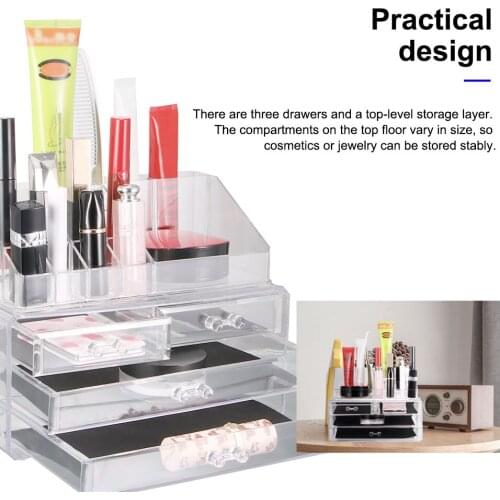 Plastic Transparent Acrylic Makeup Organizer Storage Box Case Lipstick Cosmetic Jewelry Brushes Clear Holder