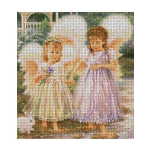 Needlework,Girl Sister Angel rabbit paper sweet Embroidery,DIY Cross stitch kits,Arts People Pattern Cross-Stitching Decor