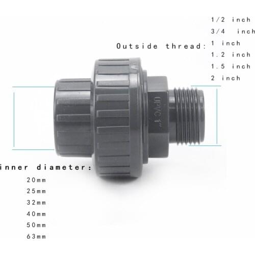 Male Thread Union Water Pipe Connector Plastic Tube Adapter Garden Irrigation Fittings 1 Pcs