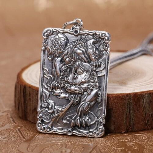 S990 pure silver retro Thai silver, mighty men personality pendants lucky secluded evil pendants