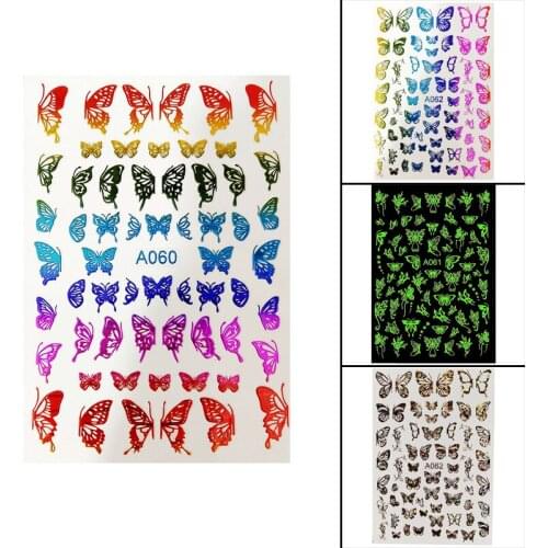 Butterfly Shaped Nail Art Sticker 3D Comfortable Touching Colorful Waterproof Nail Art Sticker WD