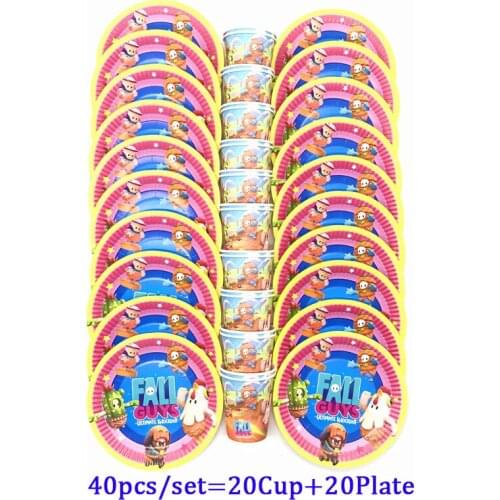 Game Guys Ultimate Knockout Theme Birthday Decorations Disposable Tableware Paper 20Cups+20Plates Merry Christmas Party Supplies