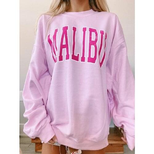 Autumn Hoodie Sweatshirt Women Casual Loose Letter Print Long Sleeve Oversize Jumper Harajuku Pink Hoody Pullover Coat Top