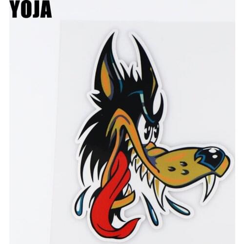 YOJA 9.5X13CM Funny Wolf Head Car Sticker Cartoon Animal Pattern Vinyl Decal Decoration 19A-0044