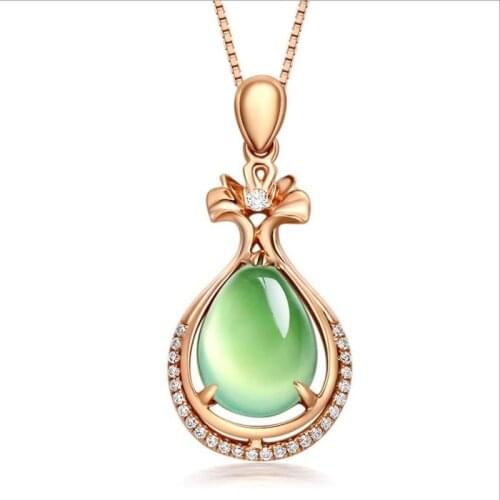 TJP Vintage Green Crystal Vase Pendant Necklace For Women Jewelry Fashion Silver 925 Girl Choker Necklace Female Party Bijou
