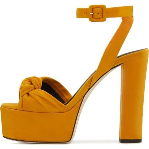 Women Sandal Red Faux Suede Fish Toe Chunky Heel Ankle Strap Platform High Heel Pumps Evening Dress Heels Ladies Summer Shoes