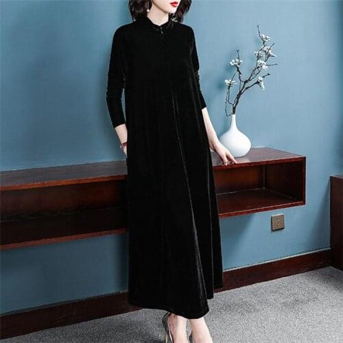 2019 Autumn Winter Women velour Dress M-8XL Turtleneck office lady Long maxi dress vintage party dress plus size Vestidos