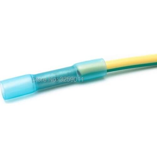 1PCS Solder Sleeve Nylon Heat Shrink Electrical Butt Wire Splice Crimp Connector Waterproof Terminals Blue BHT 2 16-14 AWG Blue