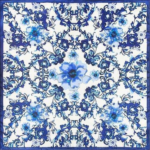 60cm * 60cm new Chinese style retro blue and white porcelain lady silk scarf small simulation
