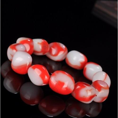 Natural red jadeite jade bracelet bangle hand-carved jadite jade conform beads bracelets for men women jade jewelry real jade