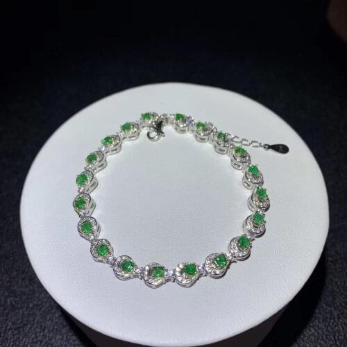 Fashion elegance semi-circle natural green emerald Bracelet Natural gemstone bracelet S925 silver woman party gift jewelry