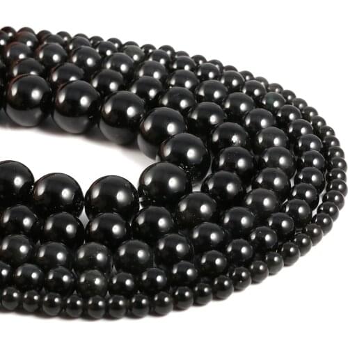 Natural Stone Obsidia Beads Round Loose Spacer Beads for Jewelry Making Necklace Bracelet Accessories 4 6 8 10 12mm Wholesale