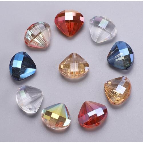 10Pcs 20MM Glass Heart Shape Plated Flat Crystal Stone Beaded Jewelry Making Material DIY Crafts Pearl Beads for Decoration