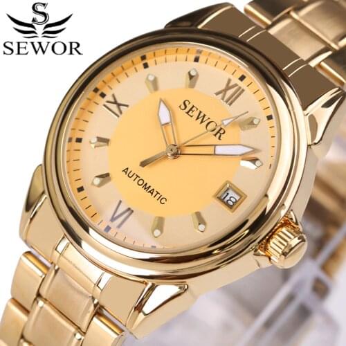 Sewor top brand luxury mechanical watch sport automatic wristwatch relogio business golden series stainless steel mens watches