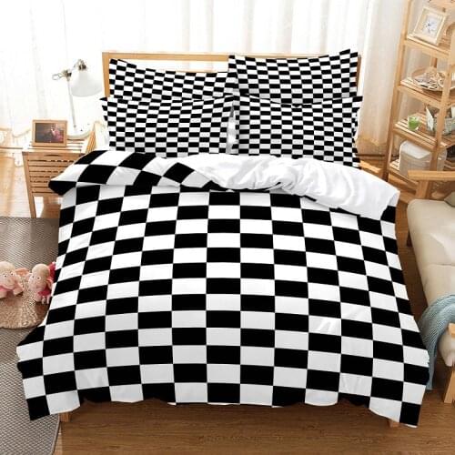 Black and White Plaid Bedding Duvet Cover Set 3d Digital Printing Bed Linen Fashion Design Comforter Cover Bedding Sets Bed Set