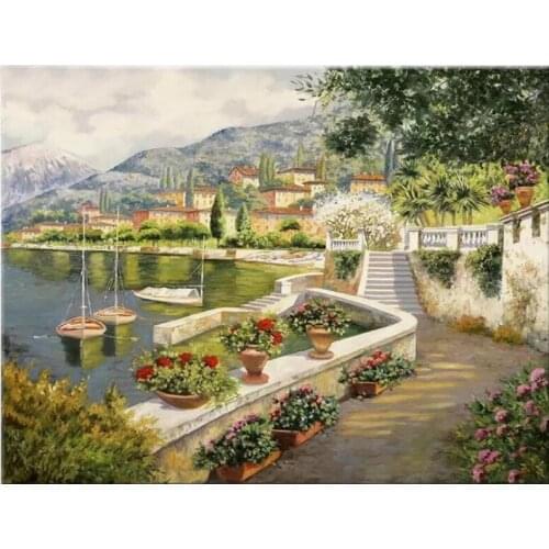 Villages pier natural scenery diamond embroidery full square rhinestone mosaic diamond painting cross stitch kits art