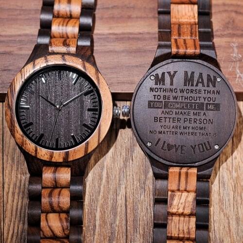 Engraved Wooden Watch Personalized Watches Gifts For Dad,Lovers Birthday,Anniversary Day,Groomsman Gift