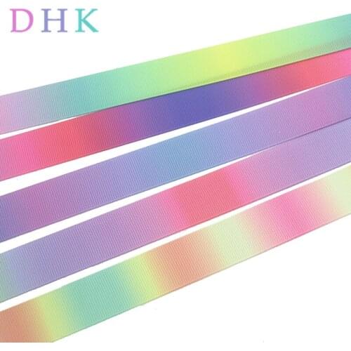 DHK 50yards gradient colors printed grosgrain Ribbon Accessory hairbow headwear decoration Wholesale OEM S1044
