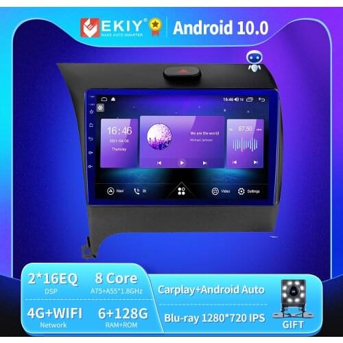 EKIY For KIA K3 Cerato Forte 2013-2017 Autoradio Android 10 Car Radio Blu-ray 1280*720 IPS QLED Video Player GPS Navi BT no 2din