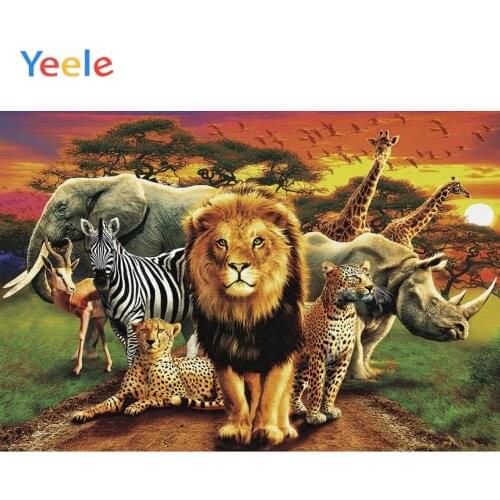 Yeele Wild Animals Africa Tropical Grassland Summer Photography Backgrounds Customized Photographic Backdrops for Photo Studio