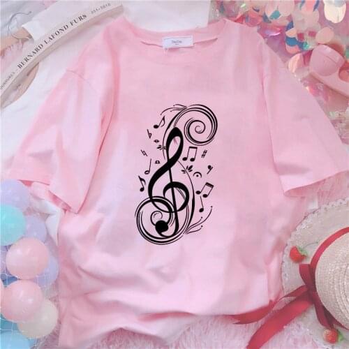 Women Fashion Fun Aesthetic notes Print Womens Female Harajuku Graphic T Shirt T-Shirt Streetwear Camisas Tee Shirt Tees T-shirt