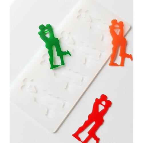 Hot DIY 3D 4-Cells Lovers Silicone Mold Cake Decorating Tools Cupcake Chocolate Mould Decor Muffin Pan Baking dance Stencil