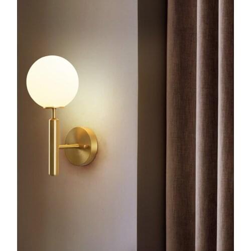 Jmzm Modern Copper Wall lamp LED Round Lamp Super Bright Minimalist Hall Background Wall Lamp Bedroom Entrance Corridor Lamp