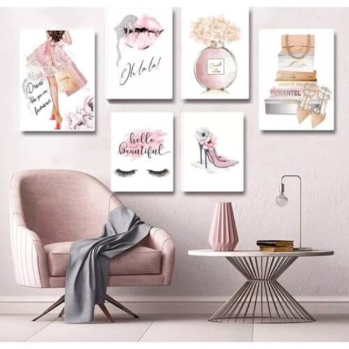 Modern Minimalist Living Room Decoration Painting Beauty Flowers Perfume Restaurant Mural Sexy Lips Canvas Painting