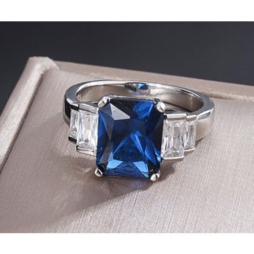 KNRIQUEN 925 Real Silver Tanzanite Sapphire Created Moissanite Gemstone Ring for Women Wedding Engagement Fine Jewelry Gift