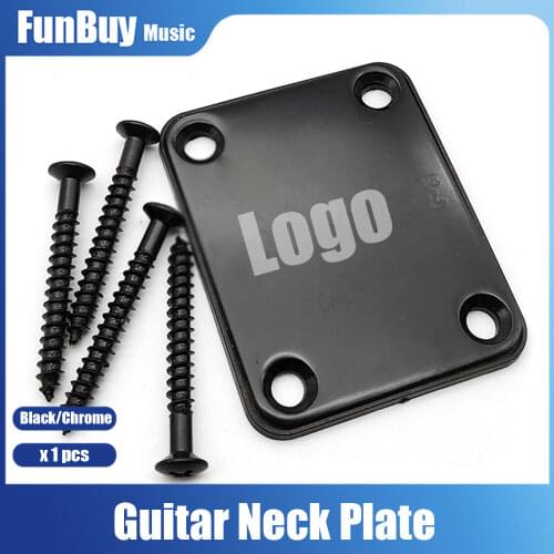 Electric Guitar Neck Plate Neck Plate Fix TL Electric Guitar Neck Joint Board with FD Logo Chrome/Black