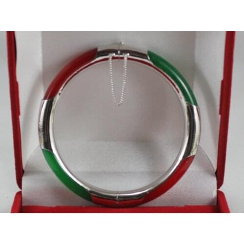 Nouveau design 57 MM rouge mixte vert Jade18kgp ronde bangle