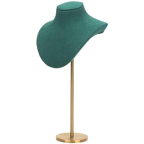 New Female Mannequin Bust Necklace Display Stand Green Microfiber Portrait For Jewelry Long Chain Pendent Holder Show Off Shelf