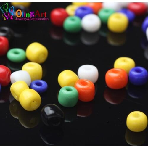 OlingArt 4MM AAA Mixed Multicolor Glass Seed Beads 230~270pcs Opaque Spacer DIY Necklace/Bracelet/Earring Jewelry Making