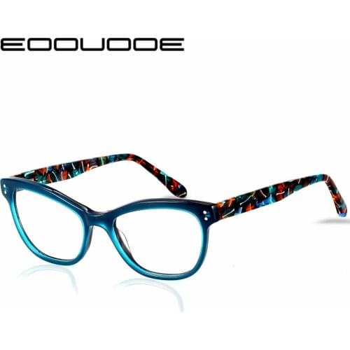 EOOUOOE Prescription Glasses Frame Women Acetate Eyewear Men Optical Myopia Frame