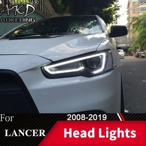 Head Lamp For Car Mitsubishi Lancer EVO 2008-2018 Lancer EX Headlights Fog Lights Day Running Light DRL H7 LED Bi Xenon Bulb Car