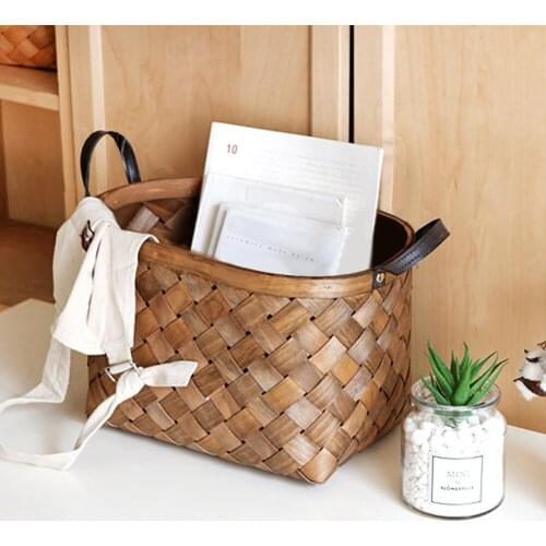 Hand-woven Storage Bread Fruit Vegetable Basket Breakfast Serving Box Display Handicrafts Home Decoration Desktop Kitchen 2021